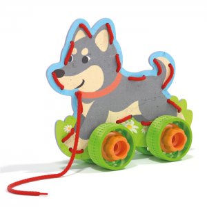 Развивающая игрушка  шнуровка Животные на колесах Quercetti