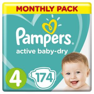Подгузники  Active Baby-Dry Размер 4 (Maxi) (9-14 кг) 174 шт. Pampers