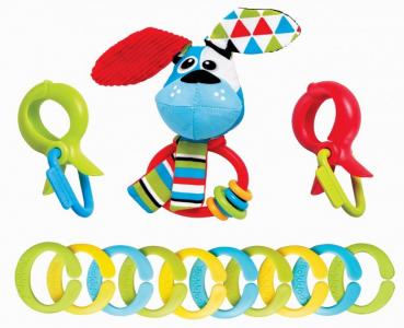 Подвесная игрушка  Набор игровой Собачка с погремушками и колечками Yookidoo