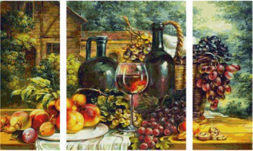 Картина по номерам Триптих Натюрморт с виноградом 80х50 см Schipper