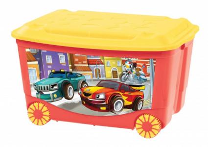 Ящик для игрушек на колесах с декором 58х39х34 см Пластишка