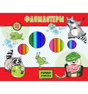 Фломастеры  Забавные животные 18 цветов Hatber
