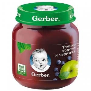 Пюре  яблоко-черника с 5 месяцев, 130 г Gerber