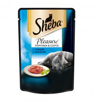 Влажный корм  для взрослых кошек, ломтики из тунца и лосося в соусе, 85г Sheba