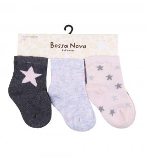 Комплект носки 3 шт., цвет: серый/фиолетовый/розовый Bossa Nova