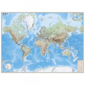 Настенная ламинированная карта  Мир. Обзорная. 1:15М Ди Эм Би