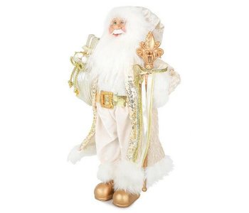 Дед Мороз в длинной золотой шубке с подарками и посохом 60 см Maxitoys
