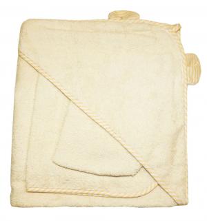 Комплект для купания полотенце с уголком/полотенце/варежка , цвет: бежевый Папитто