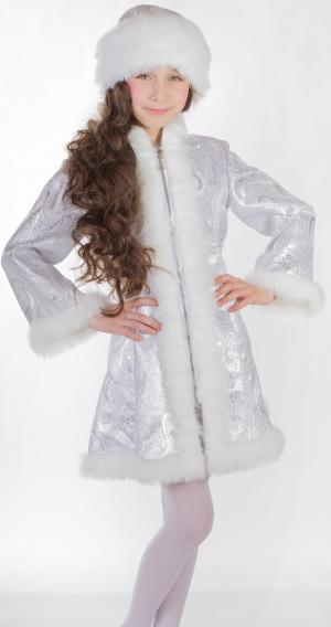 Карнавальный костюм  Снегурочка шуба/шапка, цвет: белый Карнавалия