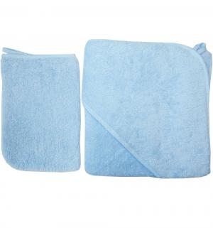 Комплект для купания полотенце с уголком/рукавичка , цвет: голубой Папитто