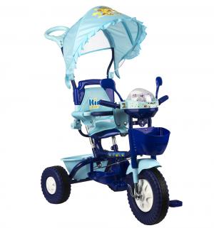 Велосипед  108S6D2, детский, 3-колесный, от 1 до 5 лет, регулируемый по высоте, поддон, пластиковые колеса, музыкальная панель, ручка управления, 2 корзины для игрушек синий Capella