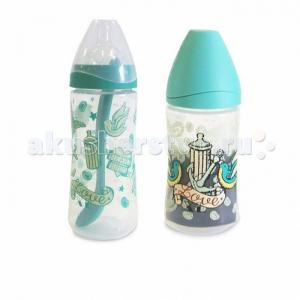 Бутылочка  XL Love пластик с силиконовой соской 270 и 360 мл + ложка Suavinex