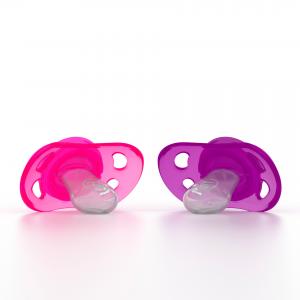 Пустышка  Ортодонтическая силикон, с рождения, цвет: розовый/фиолетовый Twistshake