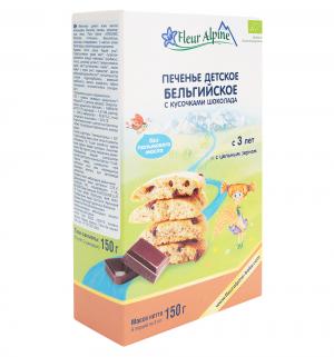 Печенье  Organic Бельгийское с кусочками шоколада, 150 г, 1 шт Fleur Alpine