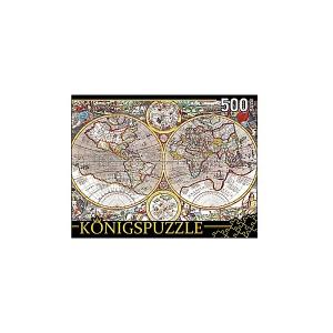 Пазл  Древняя карта мира 500 элементов Konigspuzzle