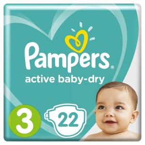 Подгузники  Active Baby-Dry Размер 3 (6-10 кг) 22 шт. Pampers