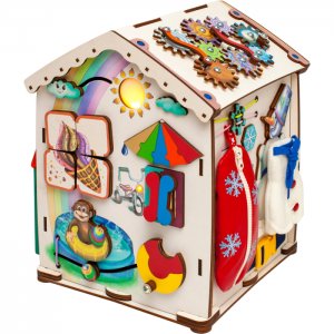 Деревянная игрушка  Бизиборд Развивающий Домик со светом Времена года Jolly Kids