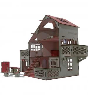 Кукольный домик  Деревянный со светом 85 см Iwoodplay