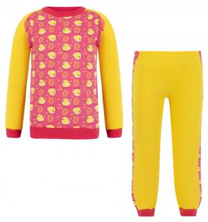 Пижама джемпер/брюки , цвет: коралловый/желтый Трифена