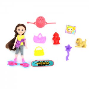 Кукла с аксессуарами Нина на прогулке скейте 16 см ND Play