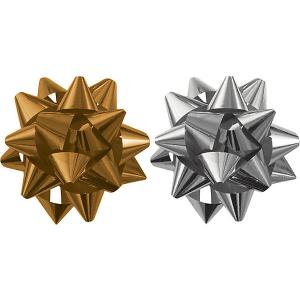 Бант-звезда, 2 штуки в PP пакете (золотой, серебряный). Regalissimi