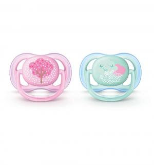 Пустышка  Ultra Air SCF343/20 для девочек с рисунком силикон, рождения Philips Avent