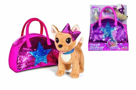 Мягкая игрушка  Плюшевая собачка Блестящая мода с сумочкой 20 см Chi-Chi Love