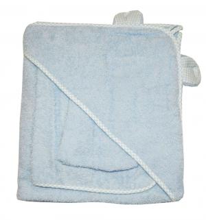 Комплект для купания полотенце с уголком/полотенце/варежка , цвет: голубой Папитто
