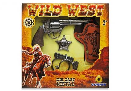 Игрушечное оружие Ковбойский набор с револьвером на 8 пистонов Gonher