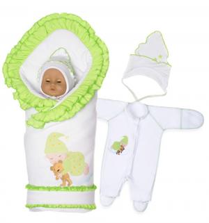 Комплект на выписку Соня , цвет: салатовый одеяло/шапка/комбинезон/пояс для одеяла 90 х см Babyglory