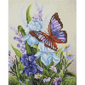 Алмазная мозаика  «Бабочка на ирисах», 20х25 см Белоснежка