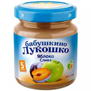 Пюре  яблоко-слива с 5 месяцев, 100 г Бабушкино лукошко