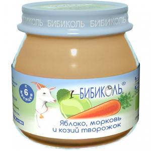 Пюре  яблоко/морковь и козий творожок с 8 месяцев, 80 г Бибиколь