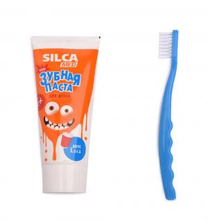Зубная паста  со вкусом колы с щеткой, 65 мл, цвет: синий Silca