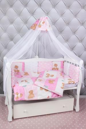 Комплект постельного белья  Мишка 7 предметов, цвет: розовый Amarobaby