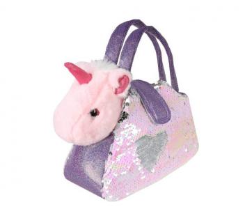Мягкая игрушка  Единорог 18 см в сумочке с пайетками Fluffy Family