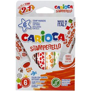 Набор фломастеров-штампиков CARIOCA STAMPERELLO, 6 цв., в картонной коробке с европодвесом