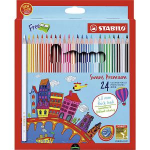 Набор цветных карандашей Stabilo Swans Premium edition, 24 цвета. Цвет: разноцветный