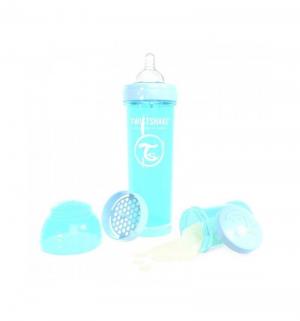 Бутылочка  для кормления антиколиковая пластик с рождения, 330 мл, цвет: синий Twistshake