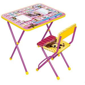 Комплект мебели Nika Kids Маша и Медведь Азбука 3 (мягкое сиденье) Ника. Цвет: розовый