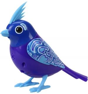Интерактивная игрушка  Птичка с большой клеткой и кольцом фиолетовая синей головой DigiBirds