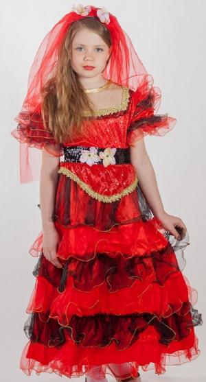 Карнавальный костюм  Испанка платье/головной убор, цвет: красный Карнавалия