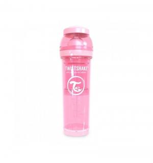 Бутылочка  для кормления антиколиковая пластик с рождения, 330 мл, цвет: розовый Twistshake