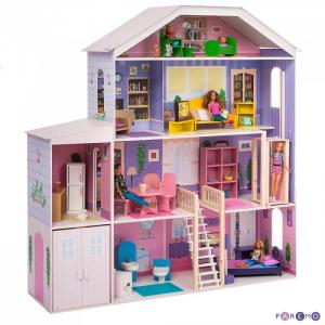 Деревянный кукольный домик Фантазия с гаражом и мебелью (23 предметов) Paremo