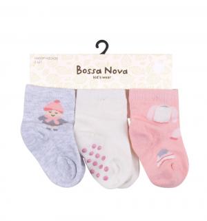 Комплект носки 3 шт., цвет: фиолетовый/белый/розовый Bossa Nova