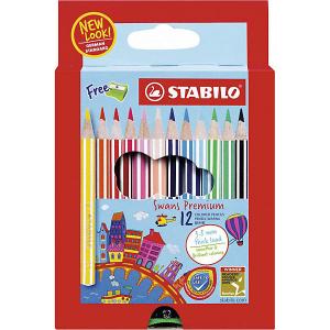 Набор цветных карандашей Stabilo Swans Premium edition, 12 цветов. Цвет: разноцветный
