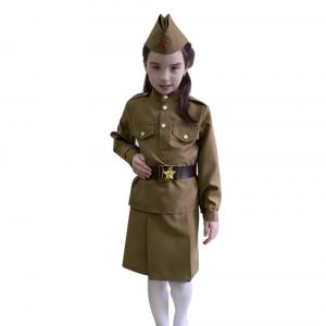 Карнавальный костюм  Солдатка пилотка/гимнастерка/ремень/юбка, цвет: хаки Карнавалия