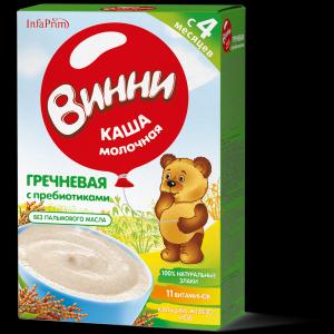 Каша  молочная гречневая с пребиотиками 4 месяцев 200 г Винни