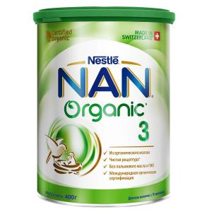 Молочная смесь  Organic 3 с 12 месяцев, 400 г Nan